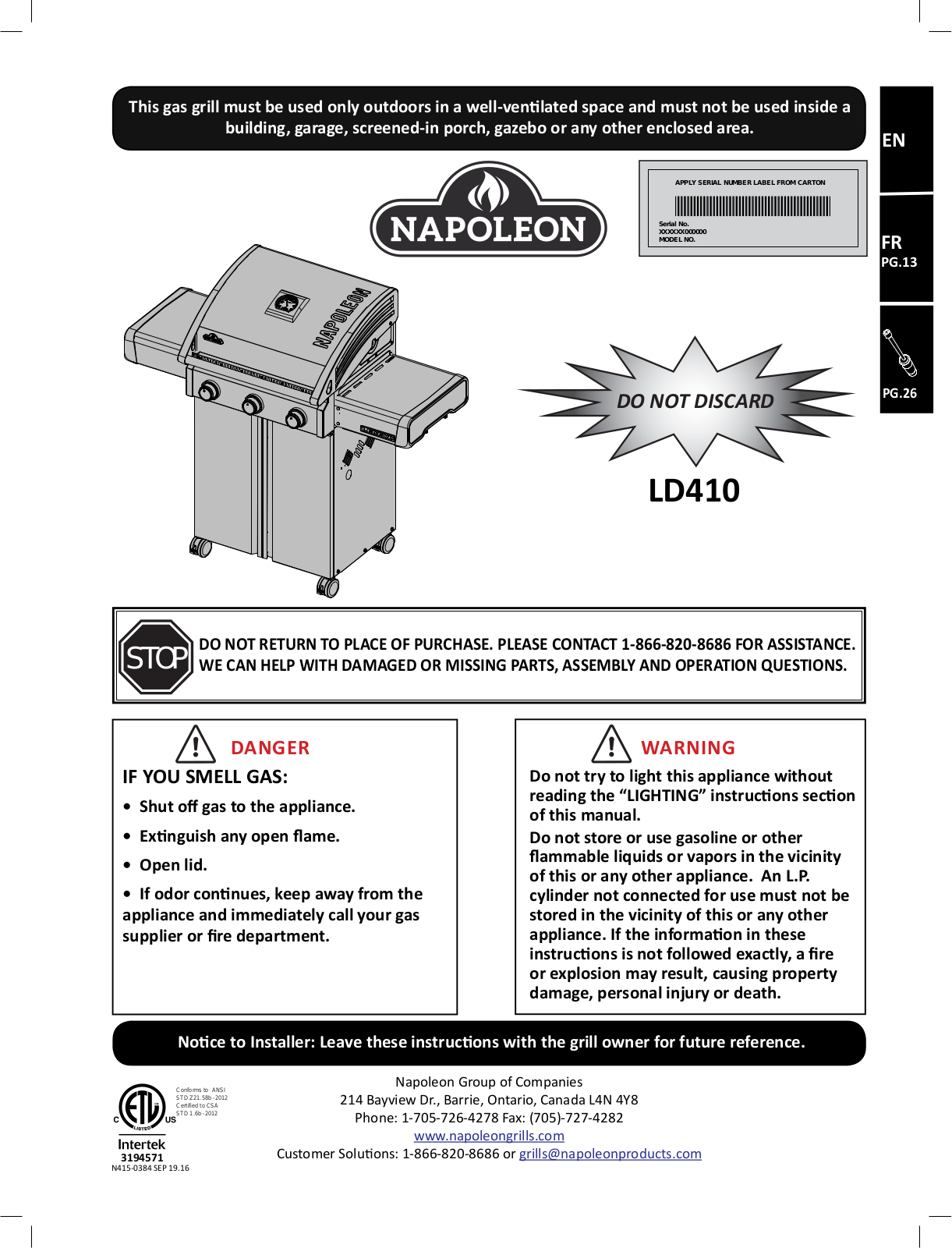 Napoleon Ld410 Owner's Manual