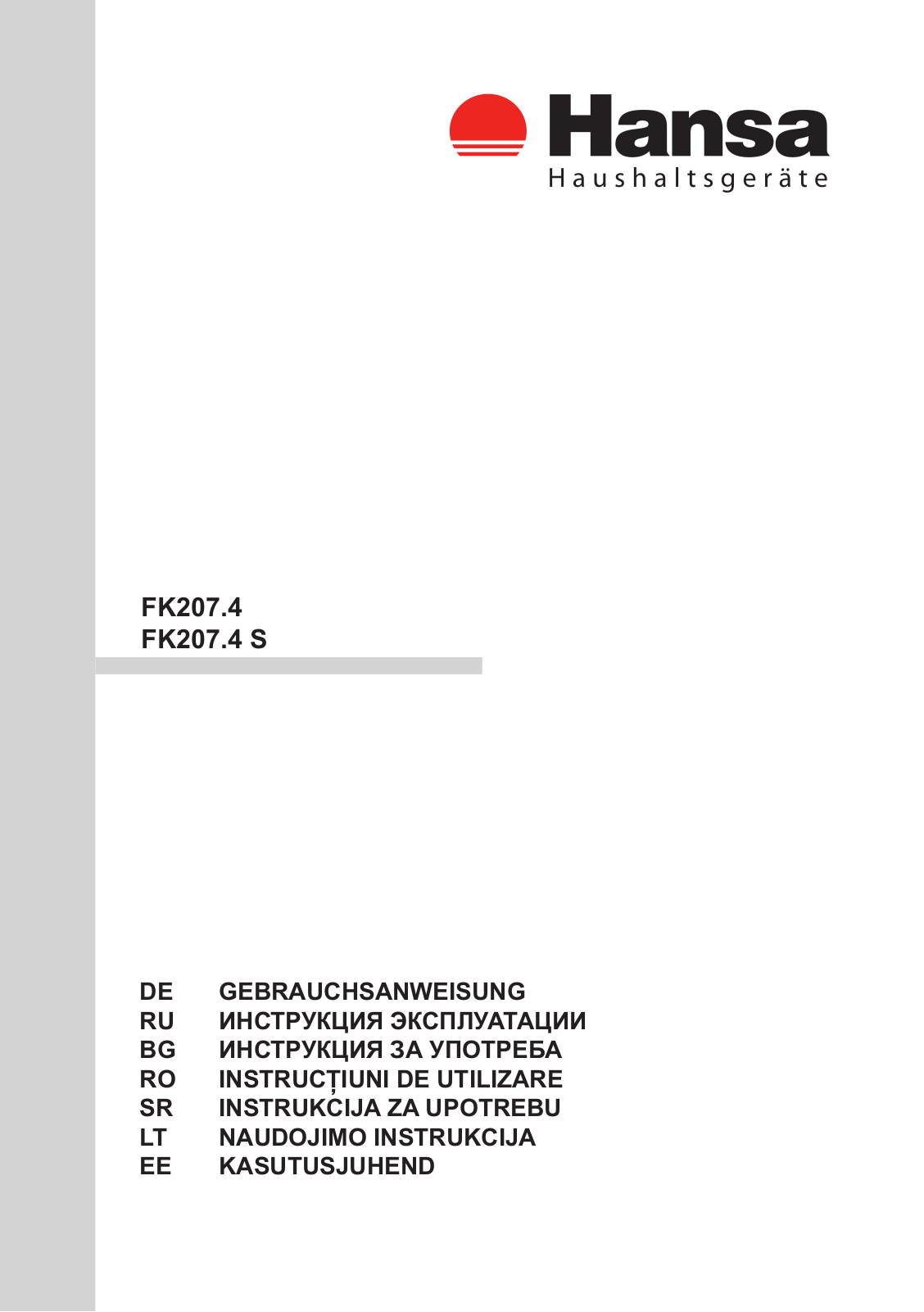 Hansa FK 207.4 User Manual