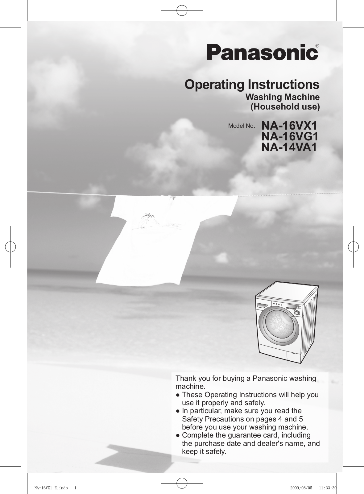 Panasonic NA-14VA1, NA-16VG1, NA-16VX1 User Manual