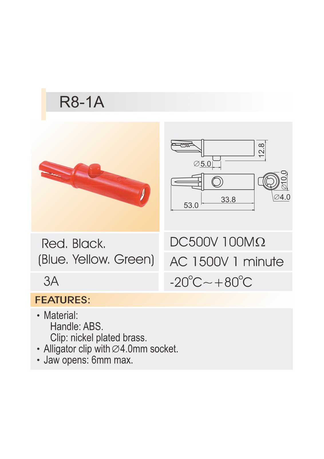 Datasheet R8-1A Black, R8-1A Red Specification - ManualMachine.com