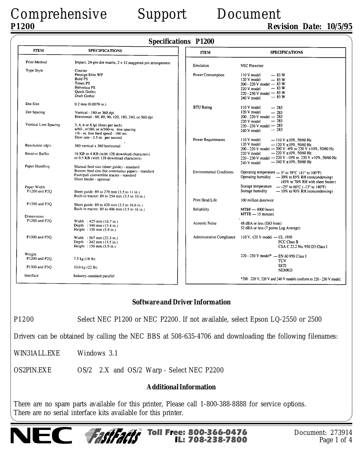 NEC Pinwriter P1200 User Guide