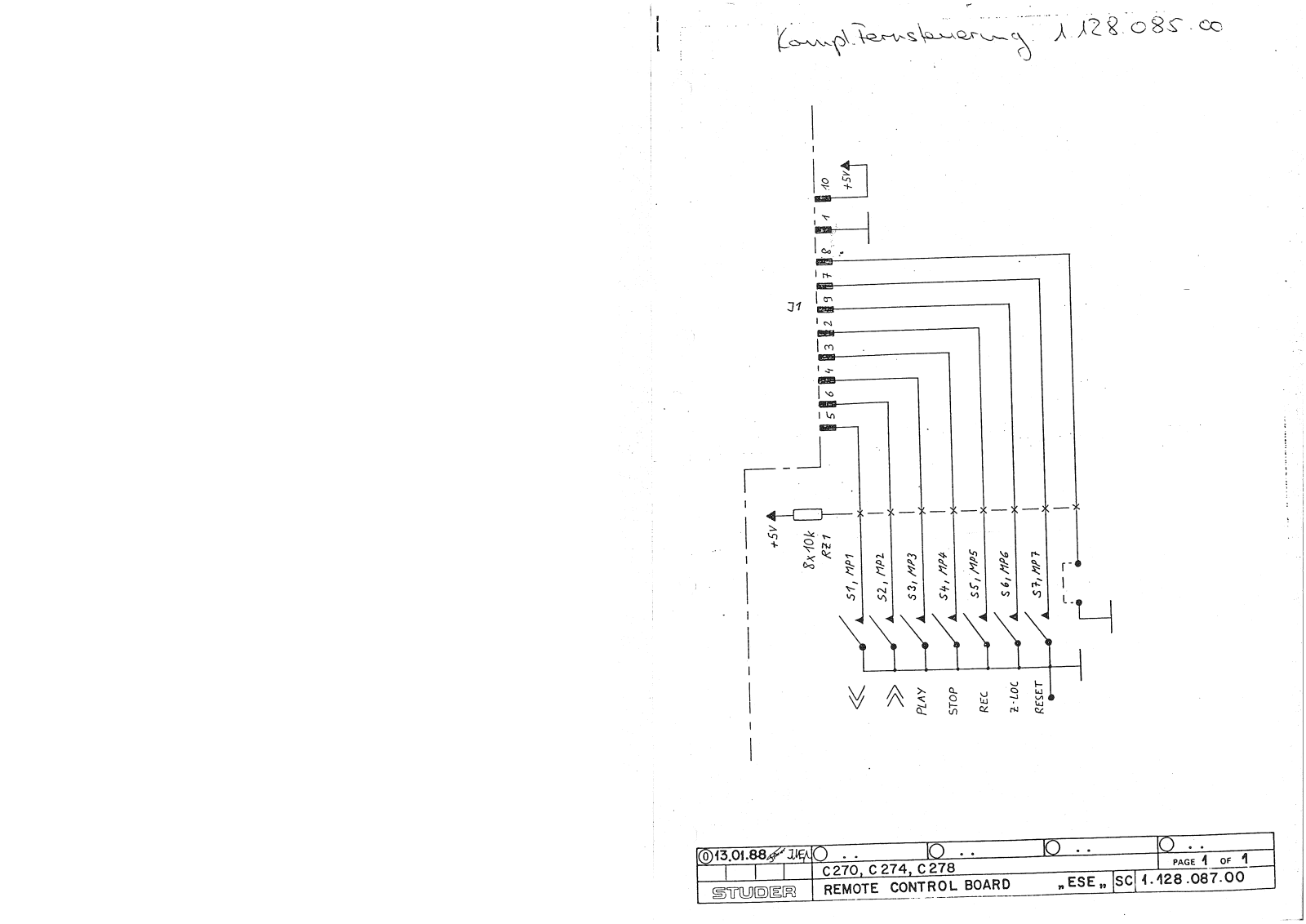 Revox C-274 Remote Schematic