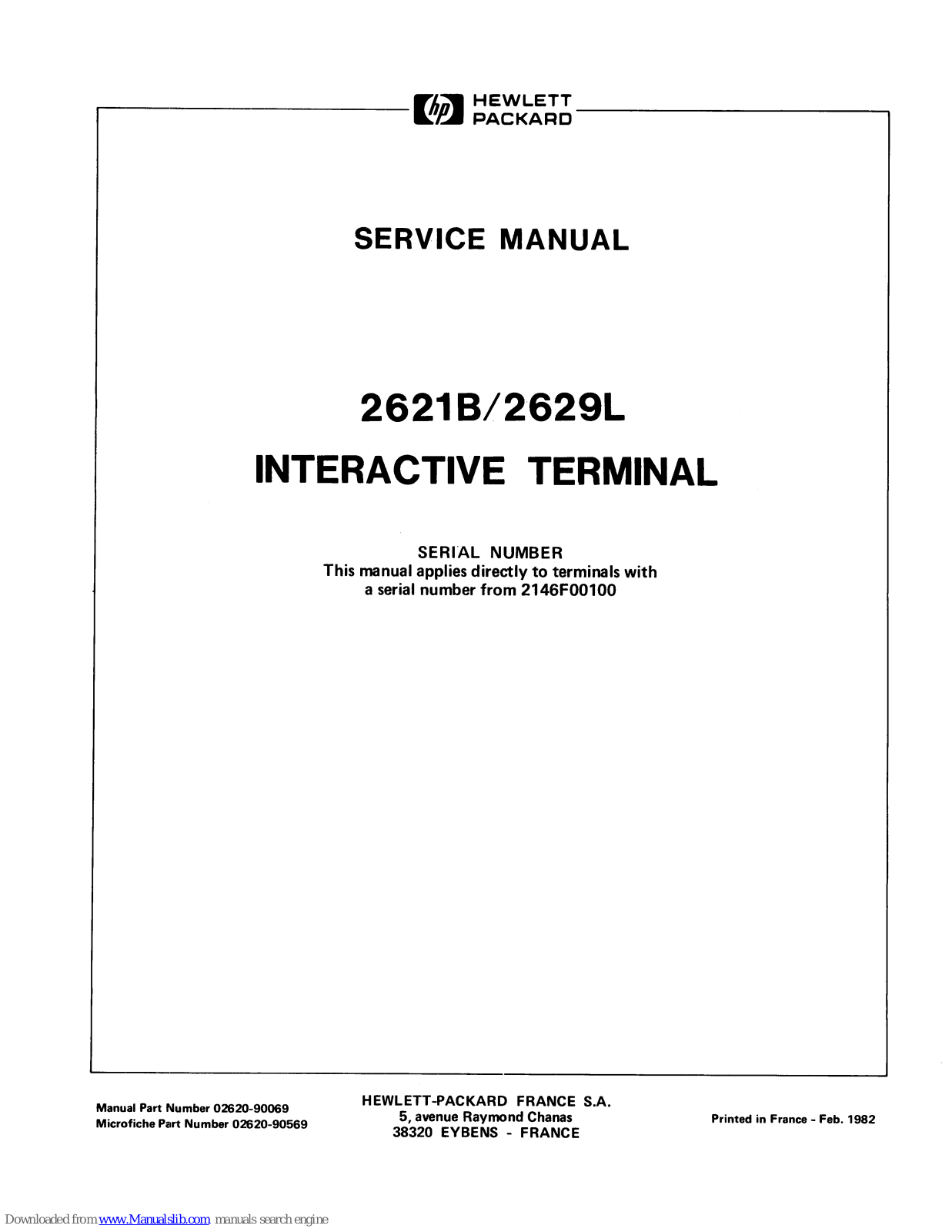 HP 2621B, 2629L Service Manual