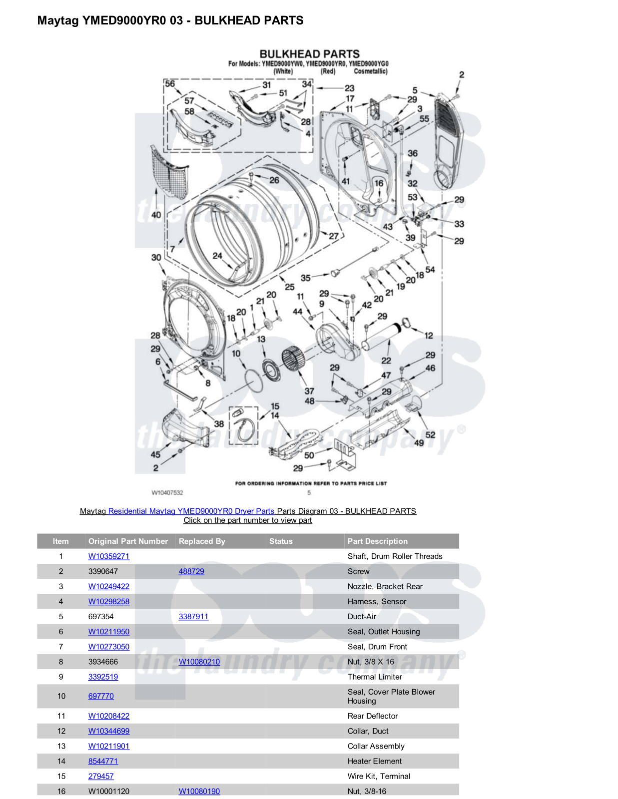 Maytag YMED9000YR0 Parts Diagram