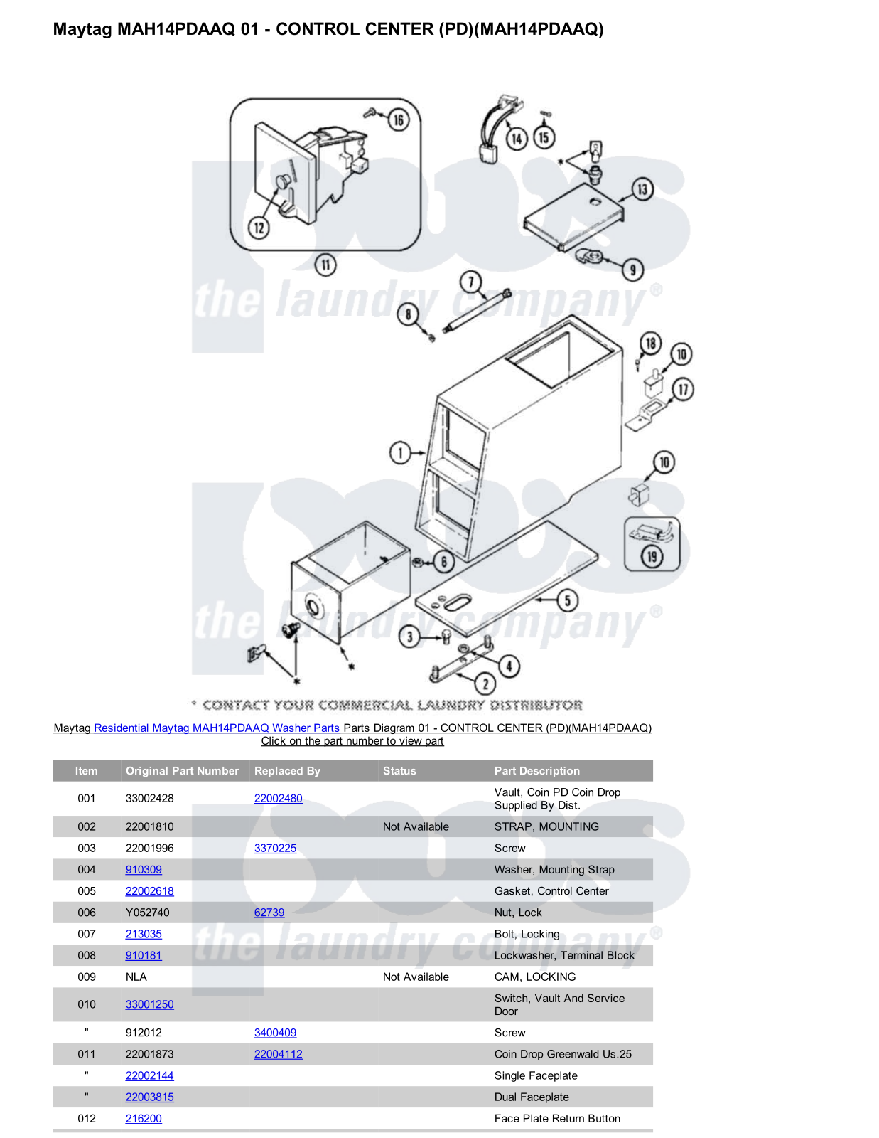 Maytag MAH14PDAAQ Parts Diagram