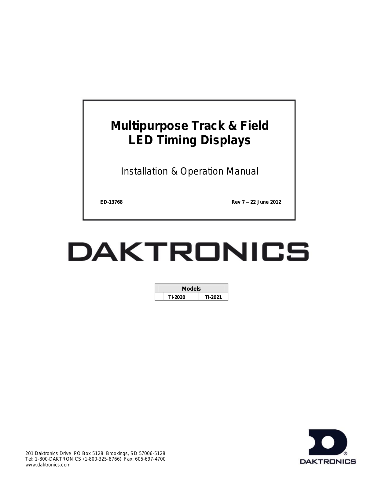 Daktronics TI-2020 User Manual