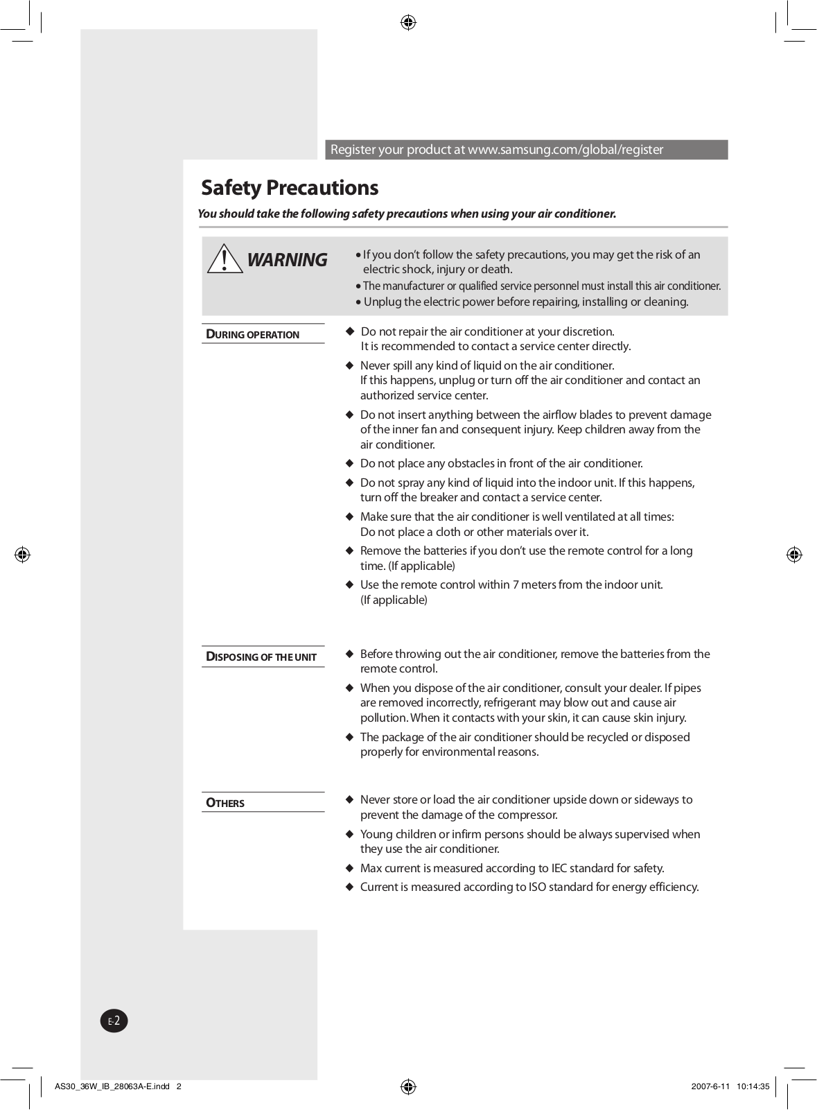 Samsung AS36WB, AS36WBX, AS30WBN, AS36WBN User Manual