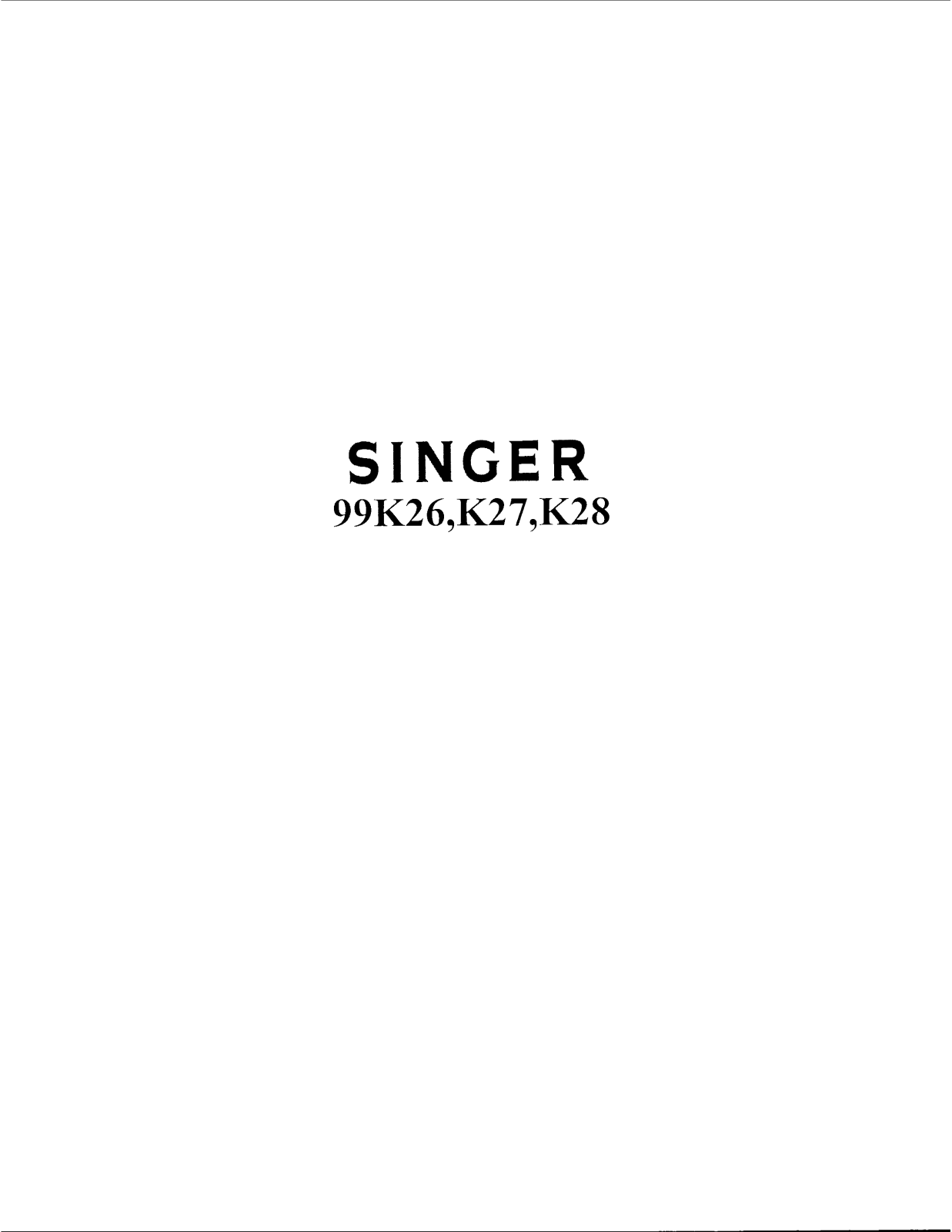 Singer 99K26, 99K27, 99K28 Parts List