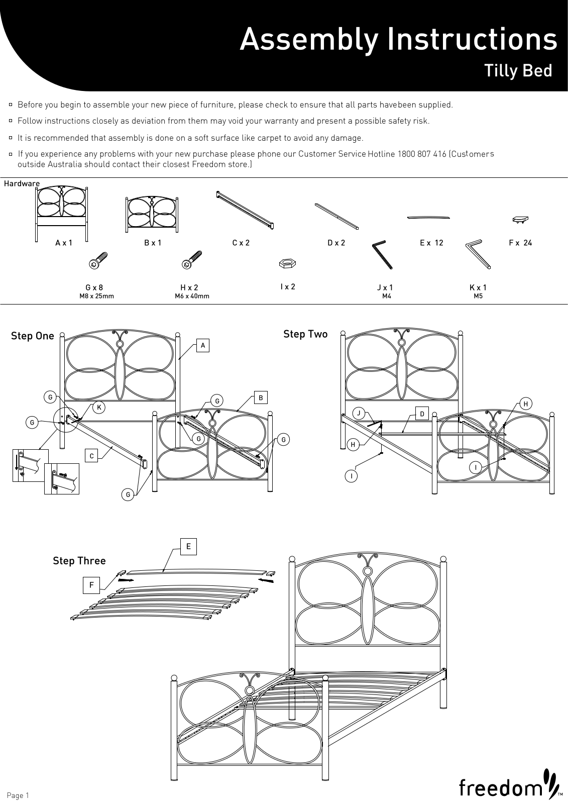 Freedom Tilly Bed Assembly Instruction
