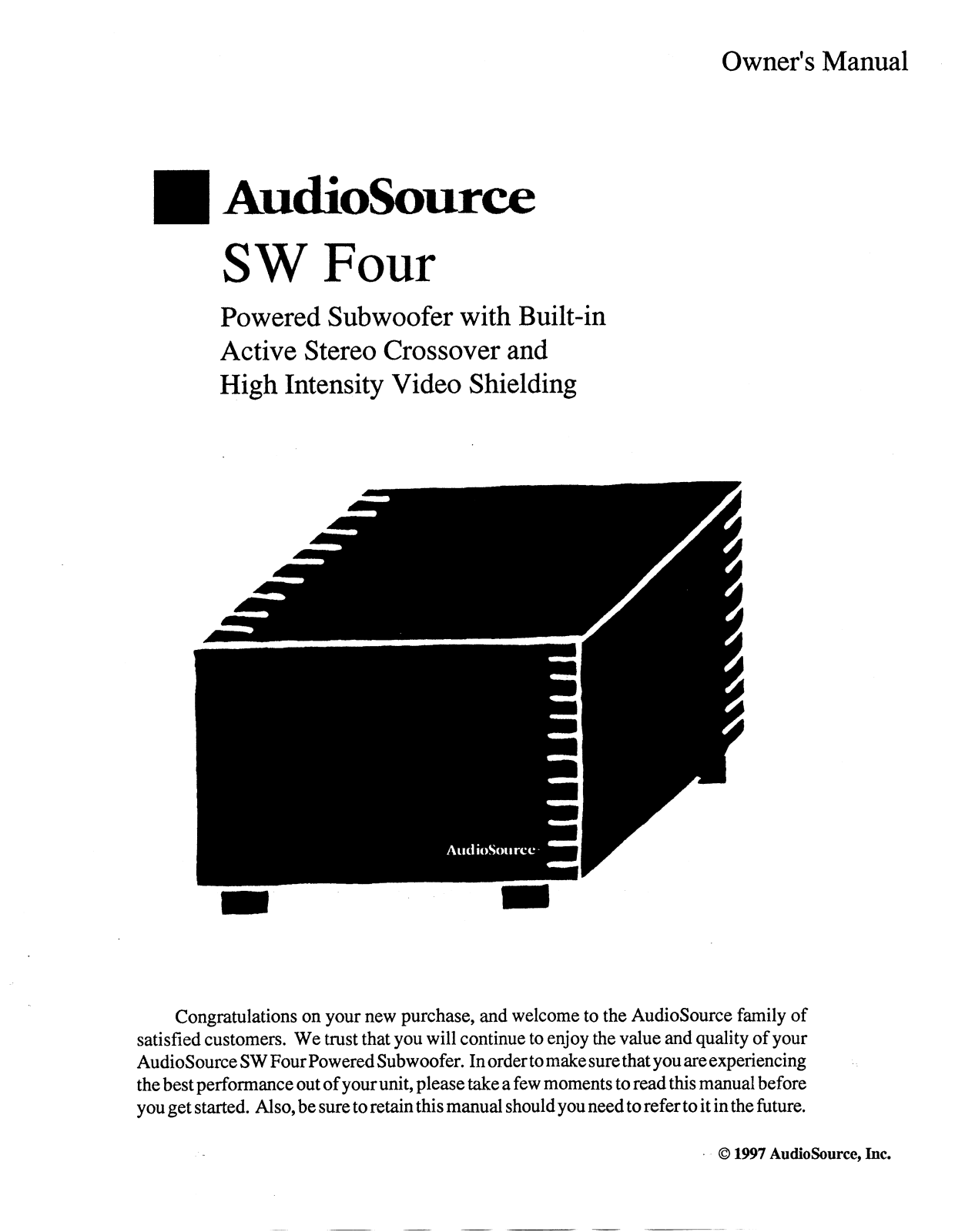 AudioSource SW Four User Manual