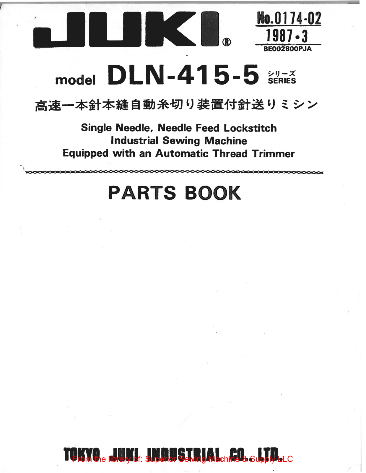 Juki DLN-415-5 Manual