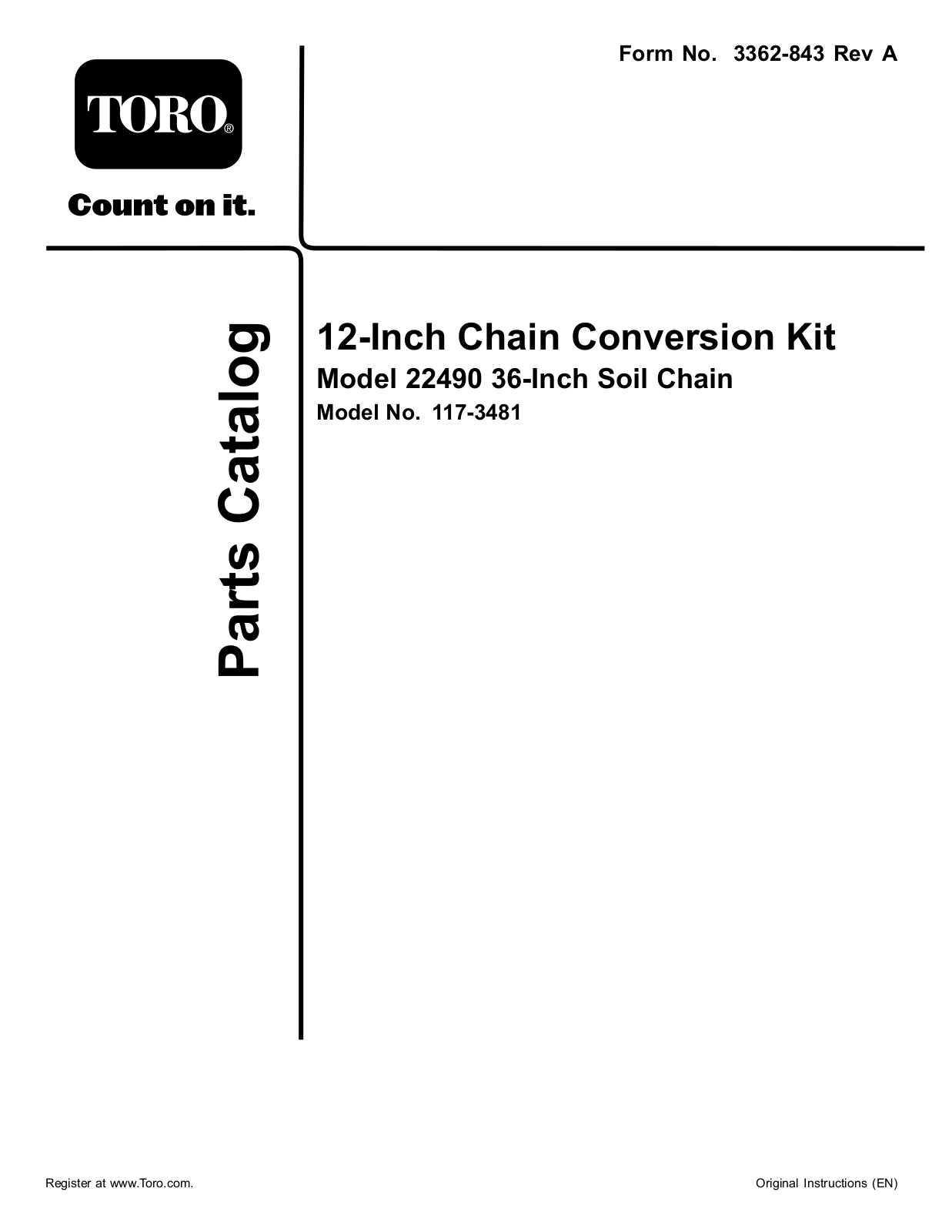 Toro 117-3481 Parts Catalogue