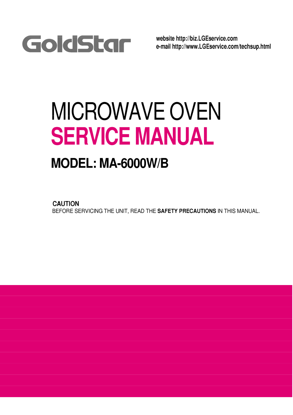 Goldstar Ma-6000w, Ma-6000b Service Manual