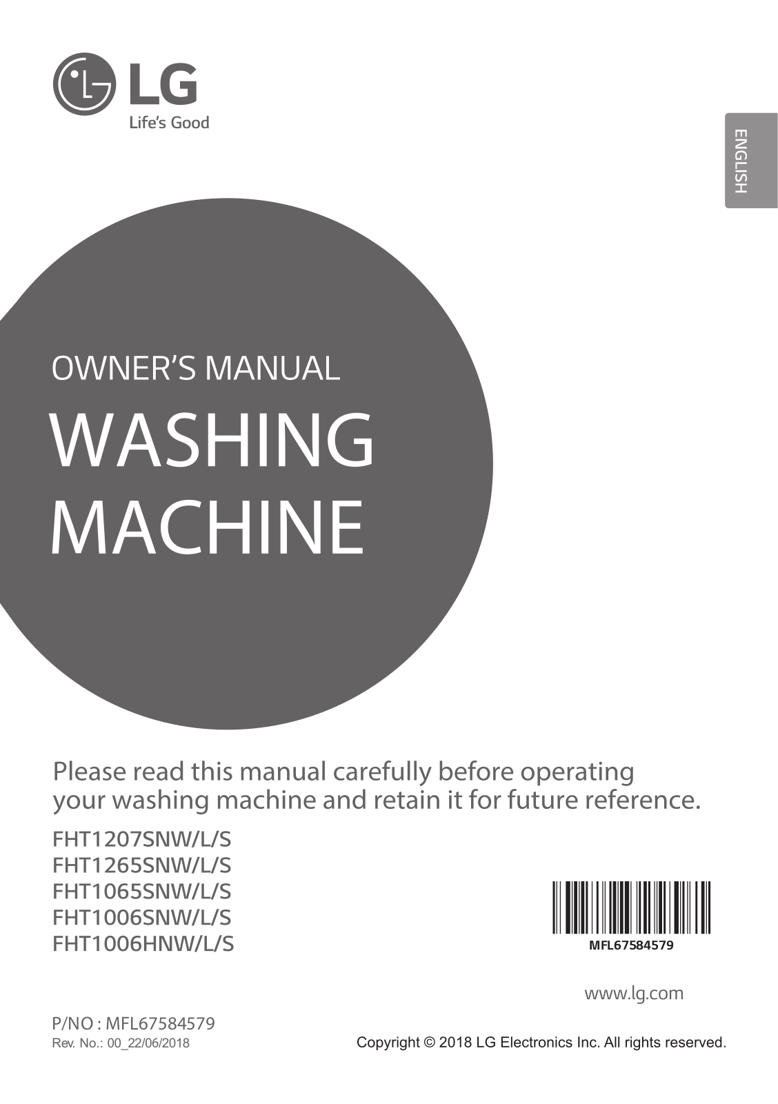 LG FHT1006HNW User Manual