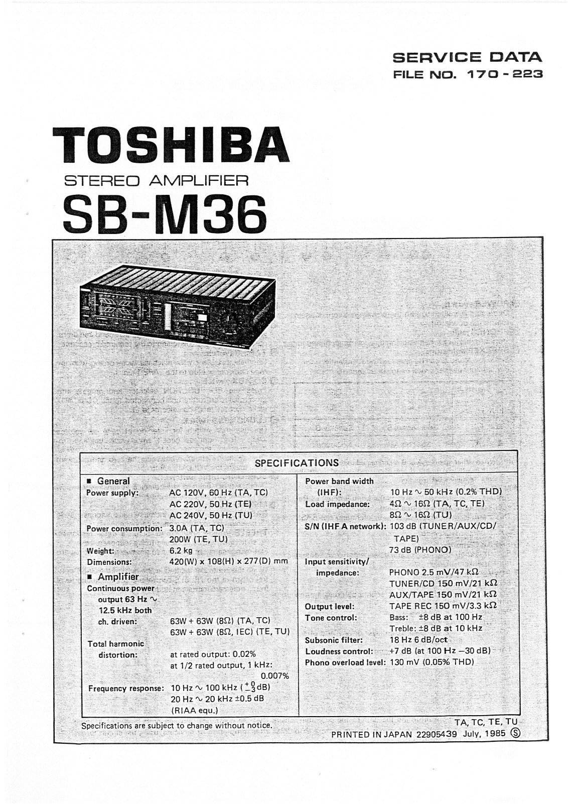 Toshiba SBM-36 Service manual