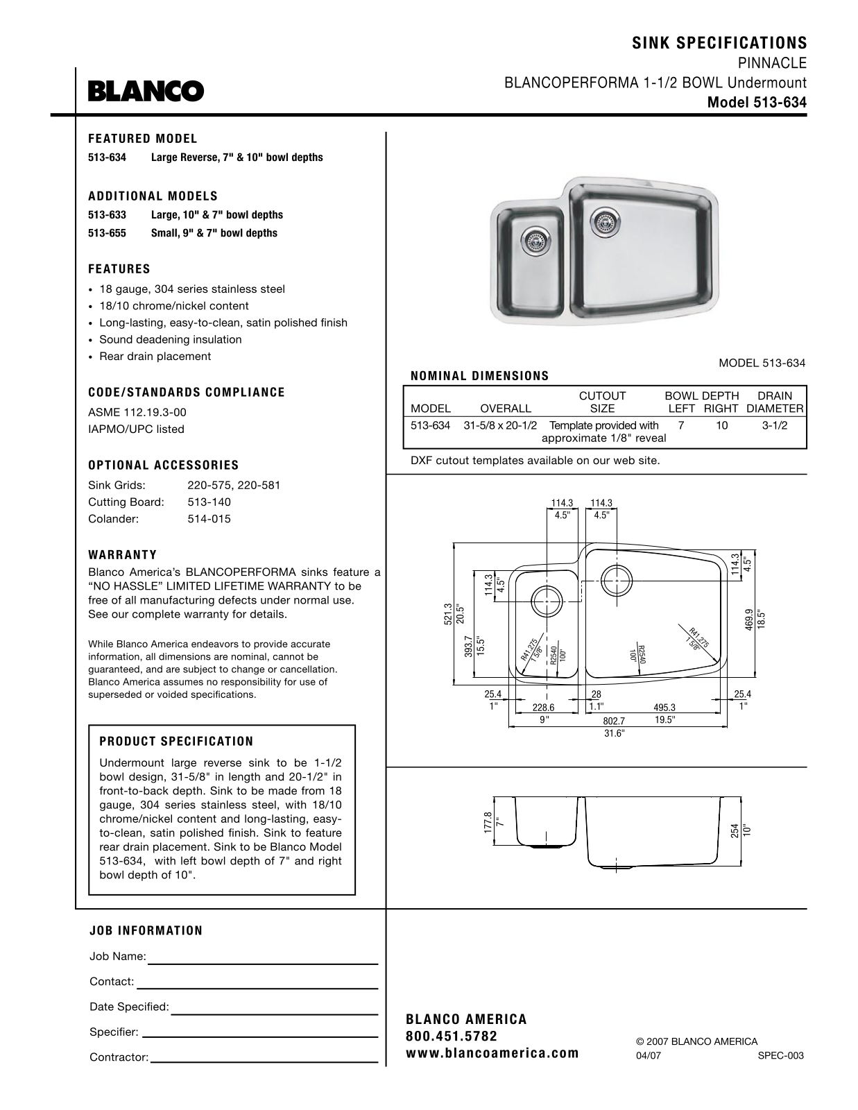 Blanco 513-634 User Manual