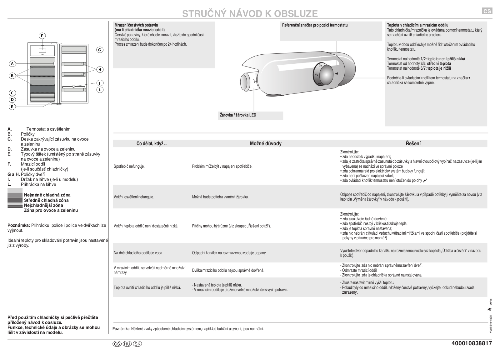 HOTPOINT/ARISTON S 12 A1 D/HA Quick reference guide