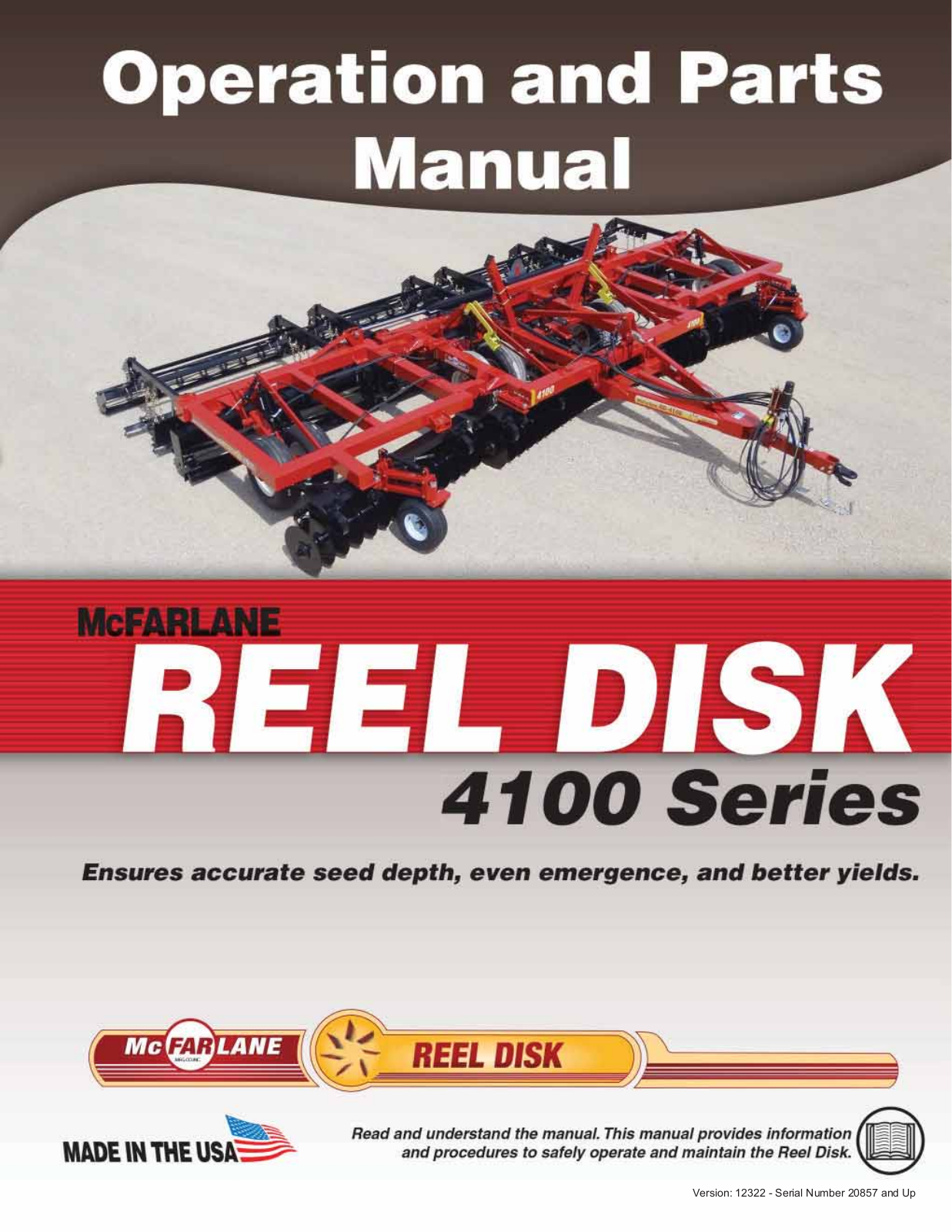 McFarlane Reel Disk 4100, RD-4135, RD-4145, RD-4116, RD-4120 Parts Manual