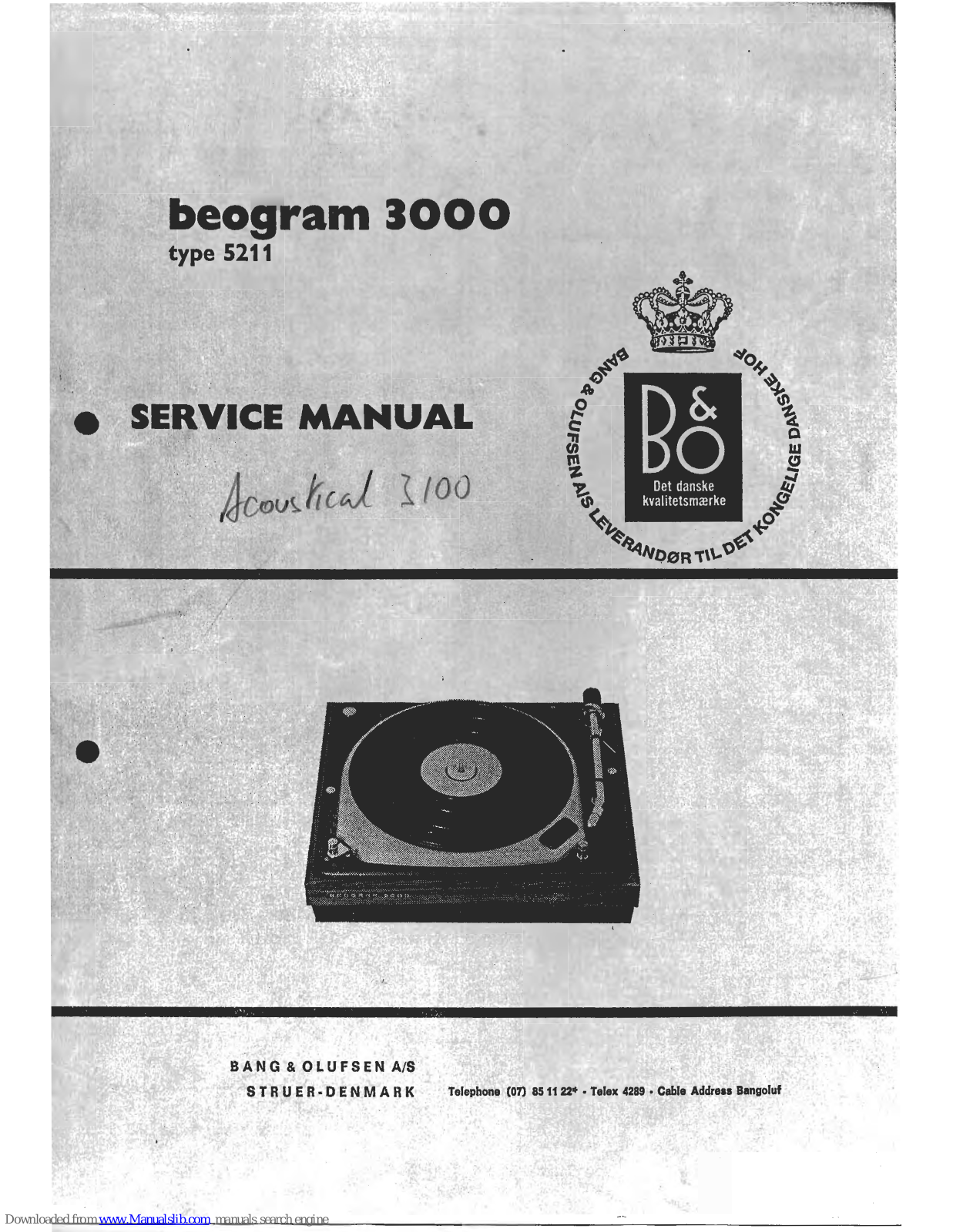 Bang & Olufsen 5211 Service Manual