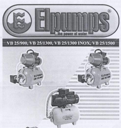 Elpumps VB 25-1300, VB 25-1300 INOX, VB 25-900, VB 25-1500 User Manual