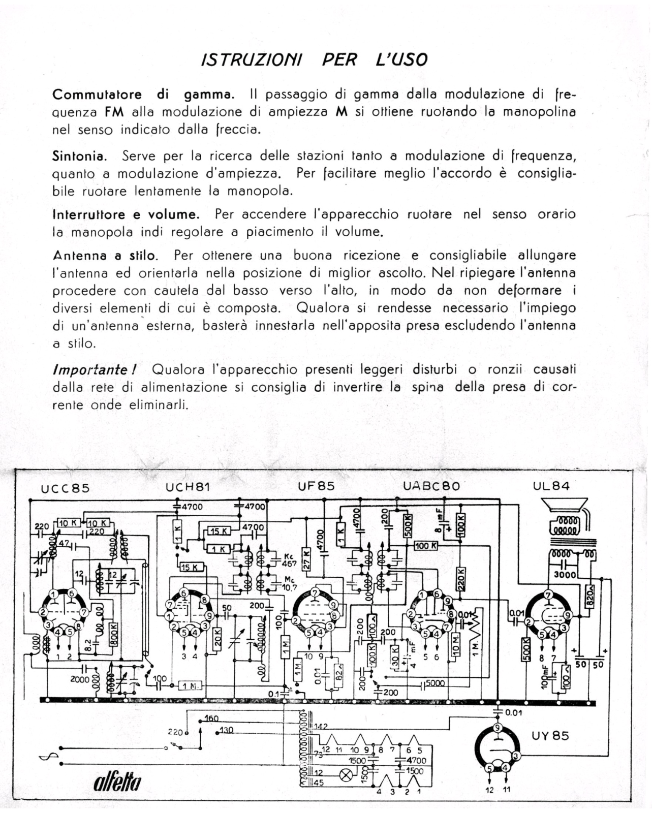 Alfa Radio alfetta schematic