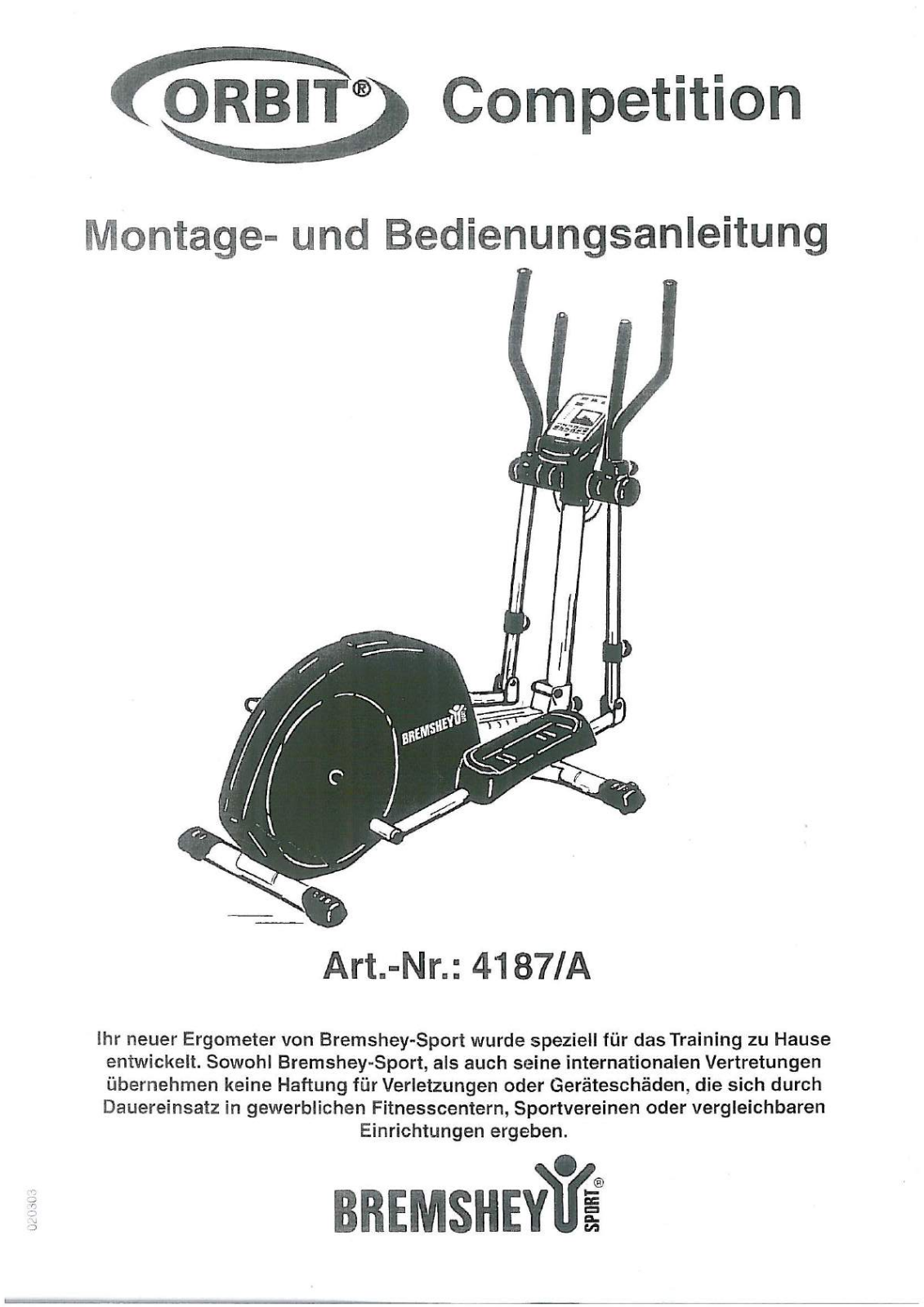 Bremshey Orbit Competition User Manual