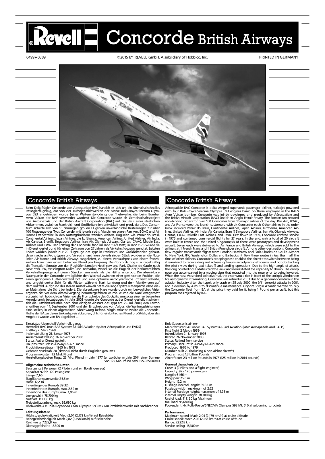 REVELL Concorde British Airways User Manual