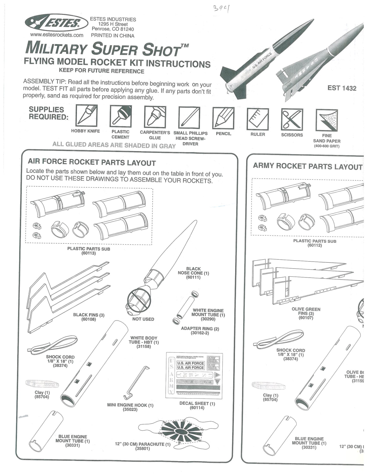 ESTES Military Super Shot User Manual