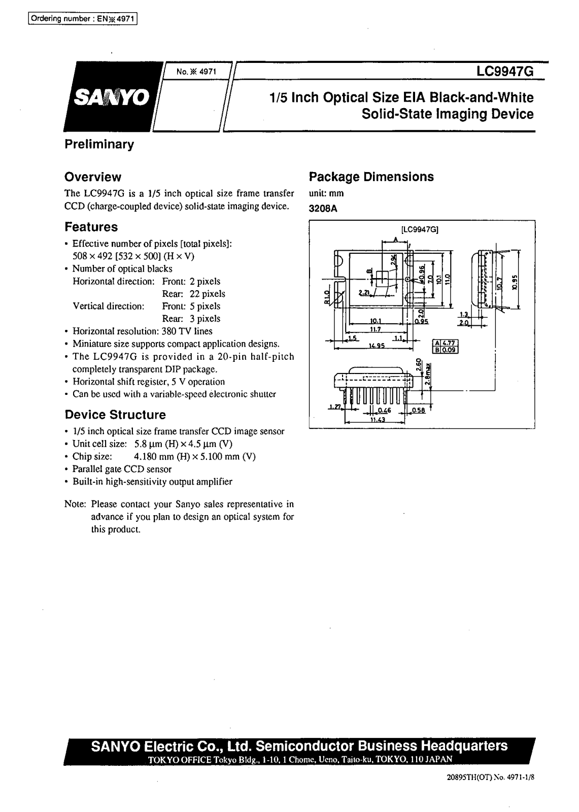 SANYO LC9947G Datasheet