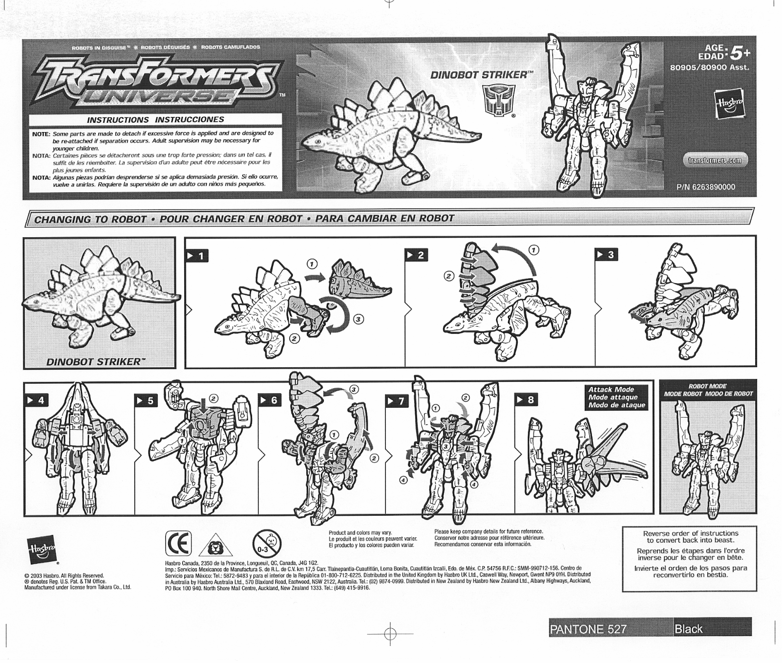 HASBRO Transformers Universe Dinobot Striker User Manual