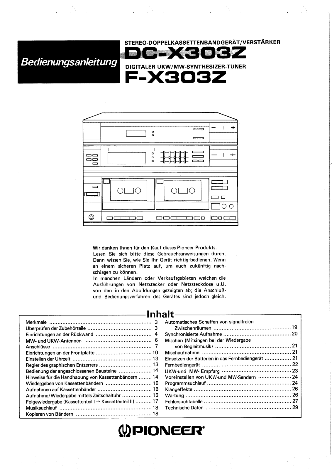 Pioneer F-X303Z, DC-X303Z Manual