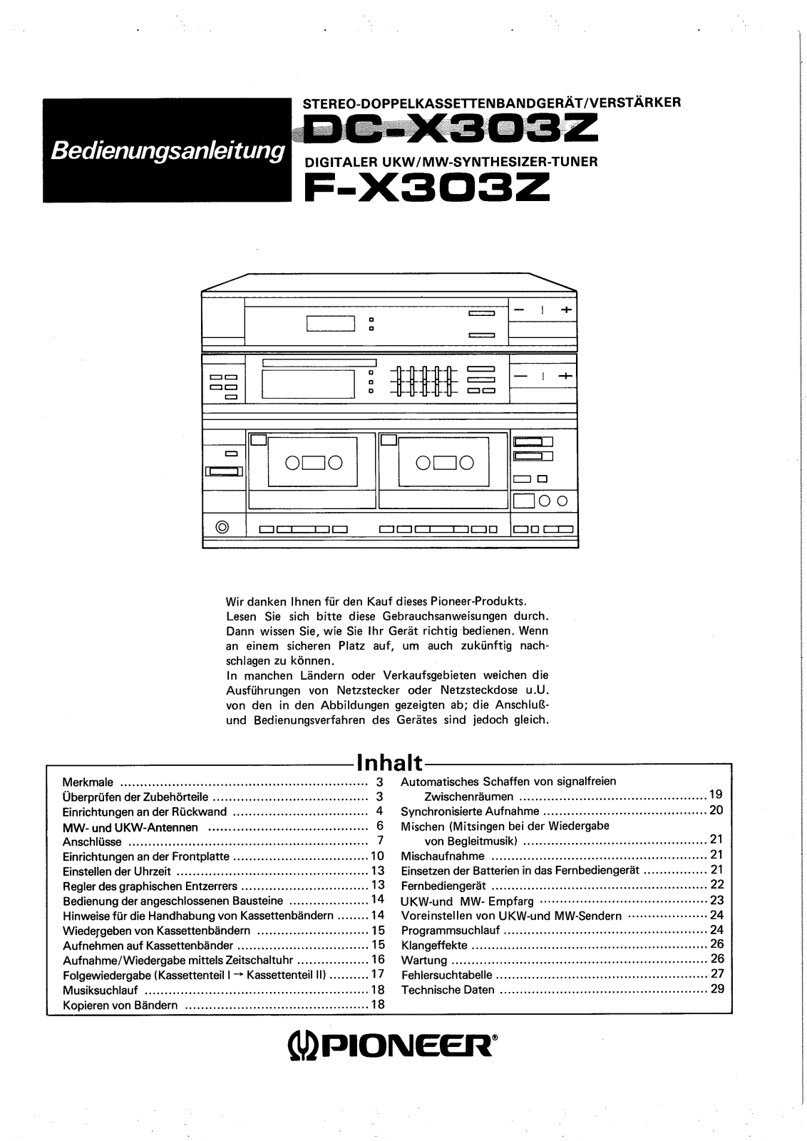 Pioneer F-X303Z, DC-X303Z User Manual