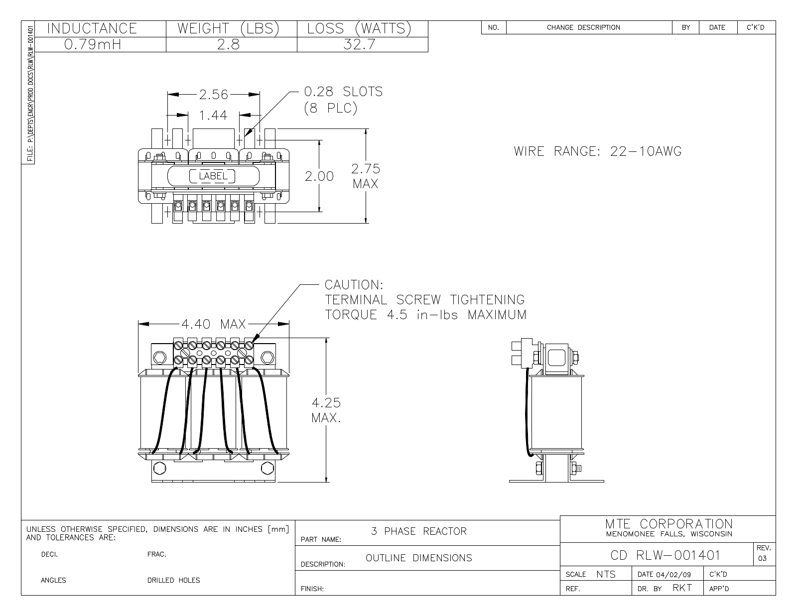 MTE RLW-001401 CAD Drawings