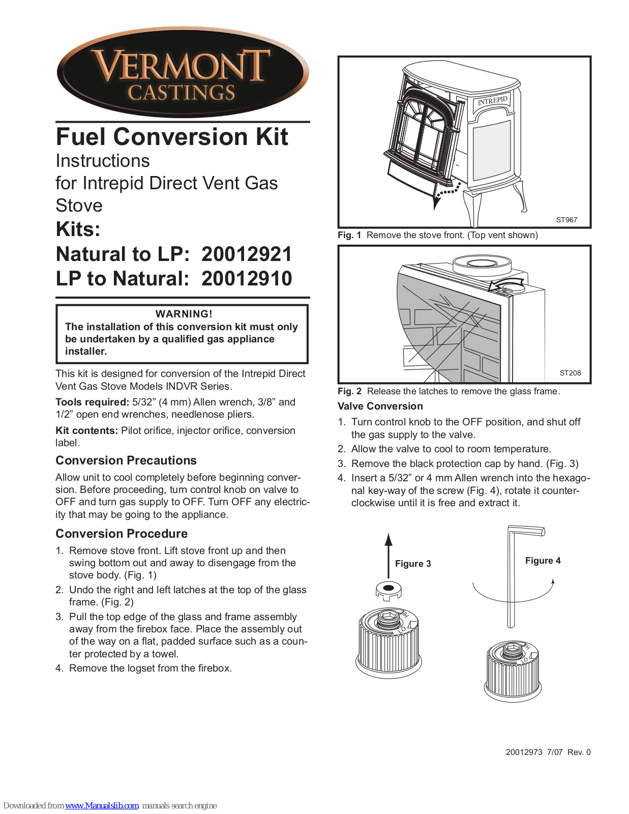 Vermont Castings ST208, ST967, 20012921, 20012910 Instructions Manual