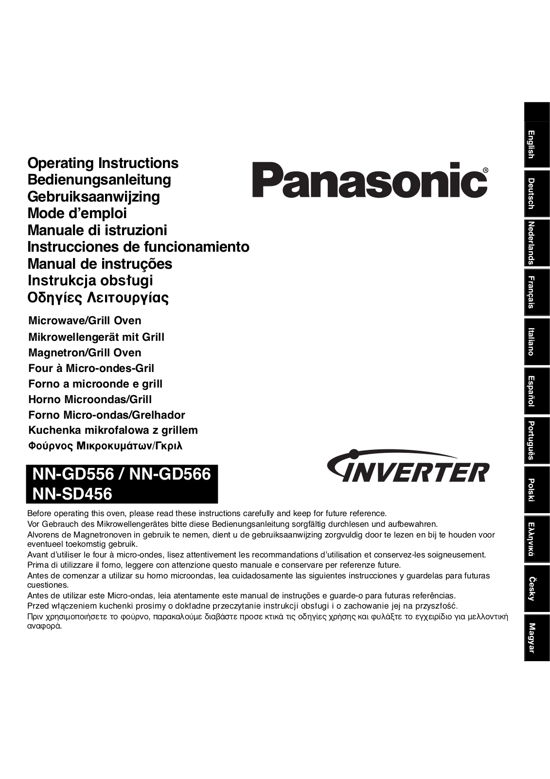 Panasonic NN-SD456, NN-GD556, NN-GD566 Operating Instructions