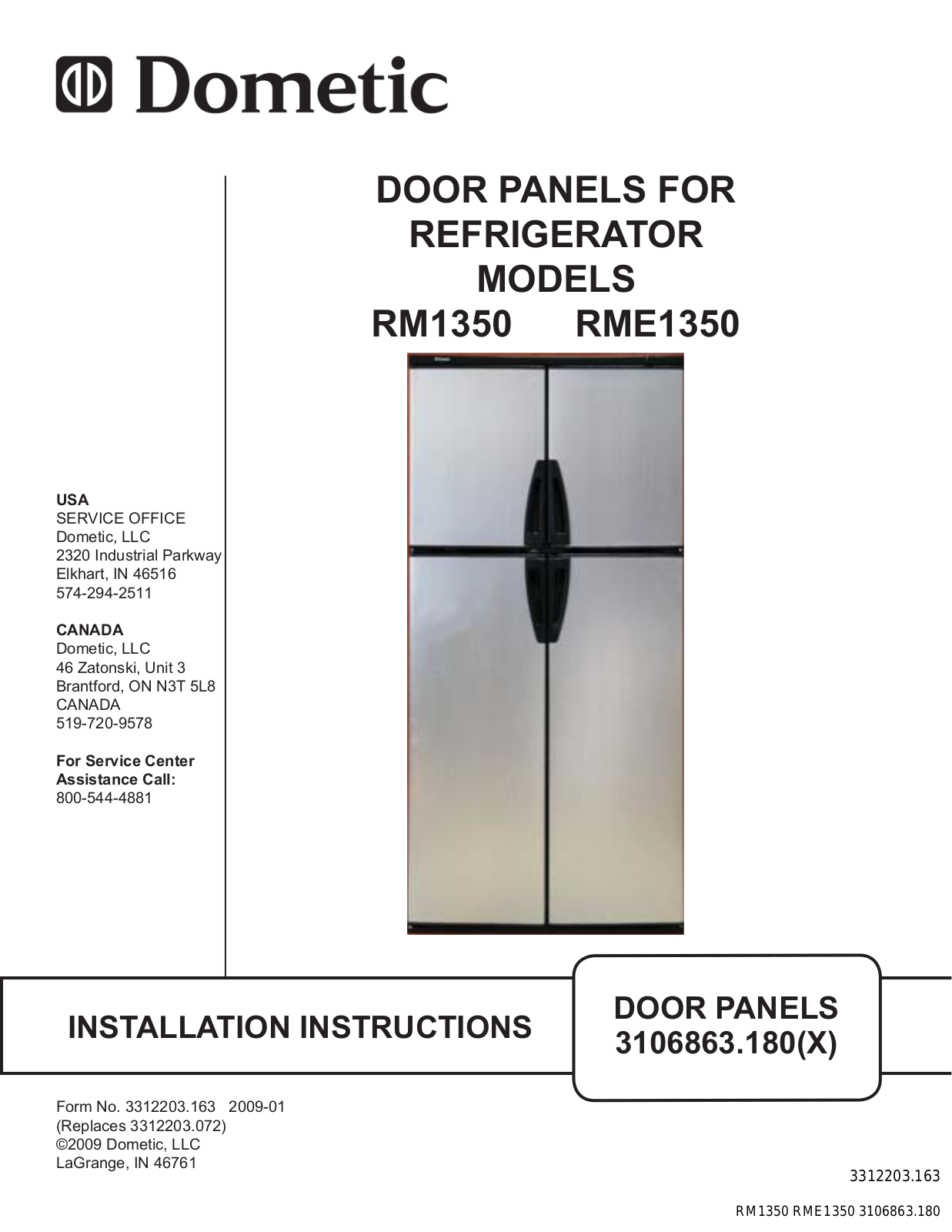 Dometic RM1350, RME1350 User Manual