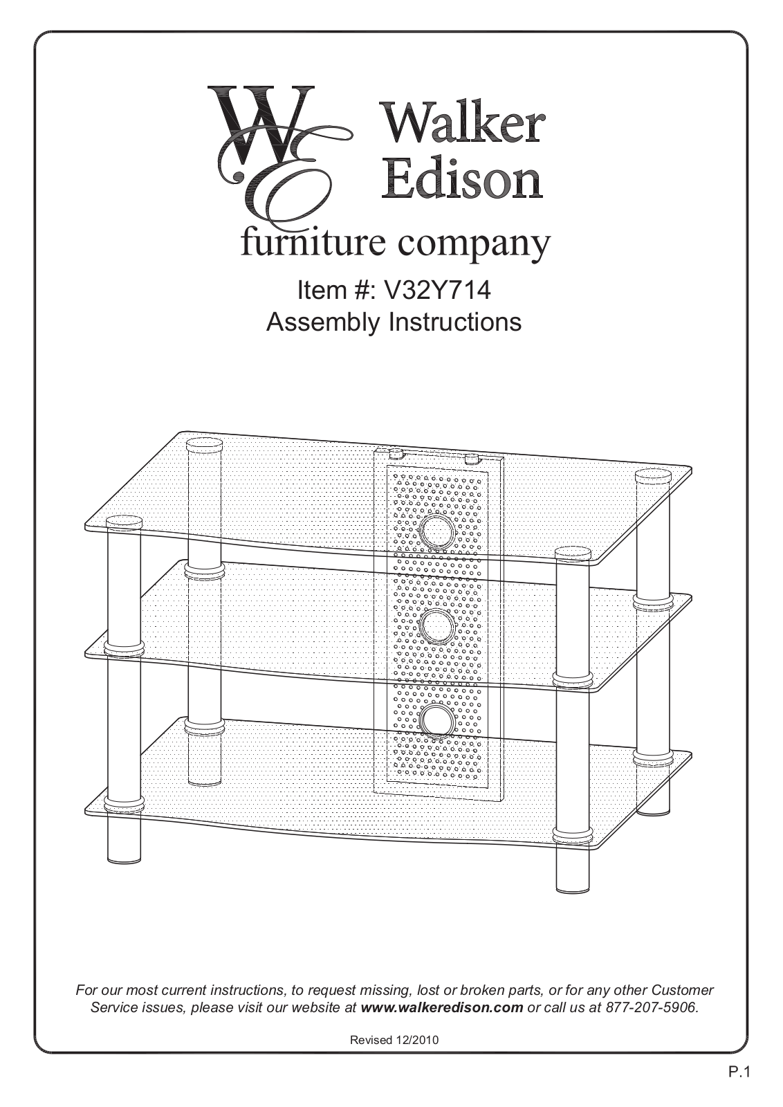 Walker Edison Furniture V32Y714 User Manual