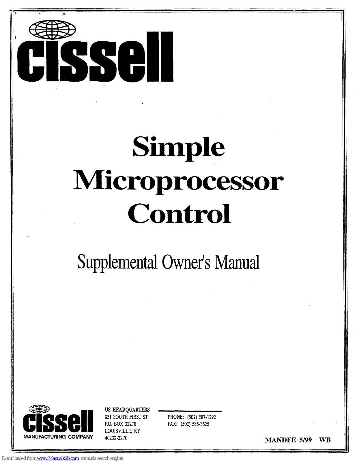 Cissell SMPMANDFE User Manual