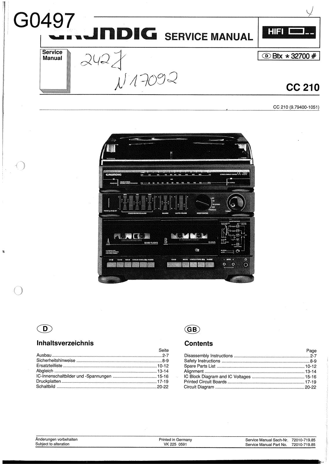 Grundig CC-210 Schematic