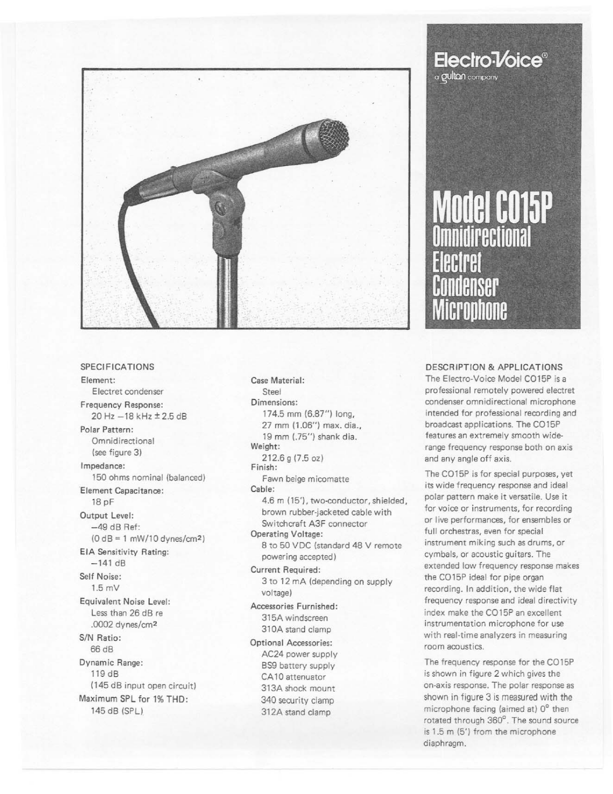 Electro-Voice C015P User Manual