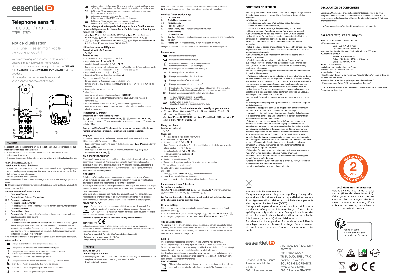 Essentielb TRIBU solo, TRIBU duo, TRIBU trio User Manual