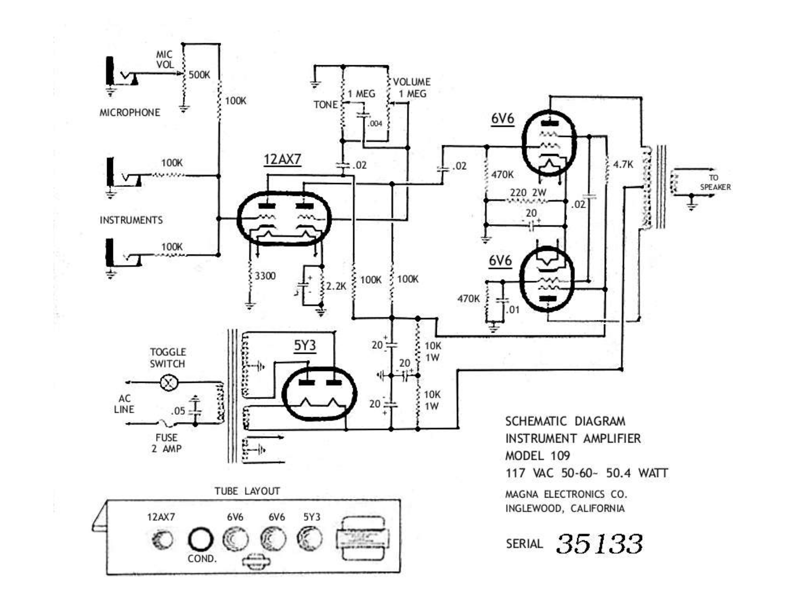 Magnatone 109 schematic