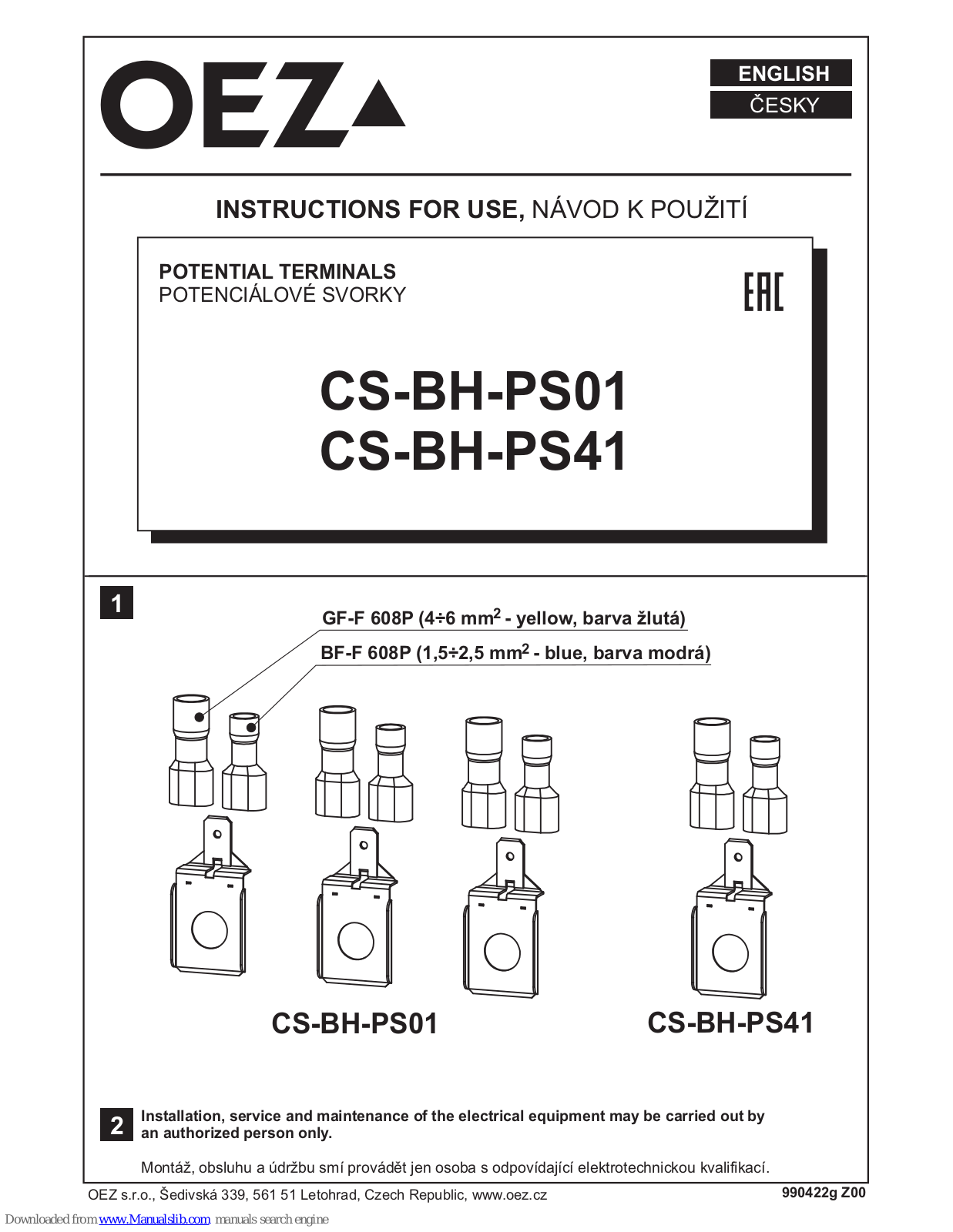 OEZ CS-BH-PS01, CS-BH-PS41, OD-BHD-KA01 Instruction Manual