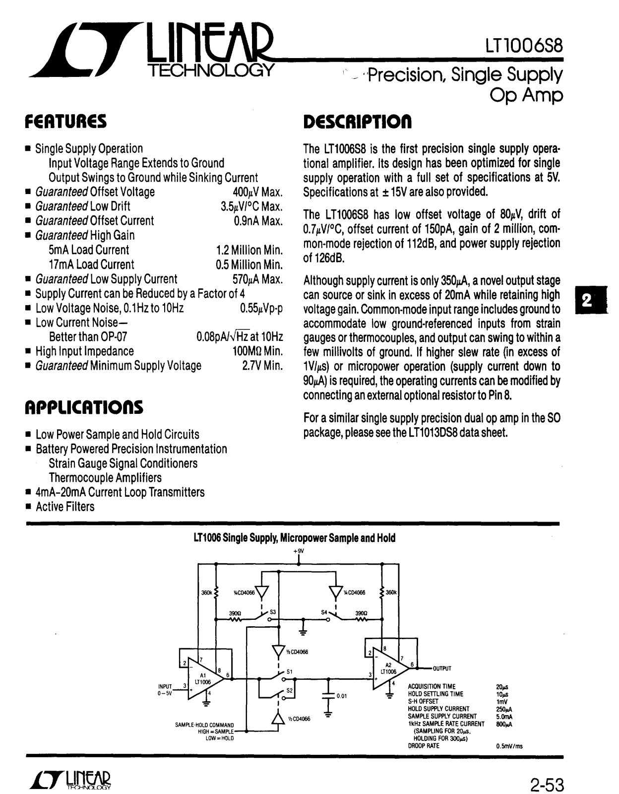 Linear Technology LT1006S8 Datasheet