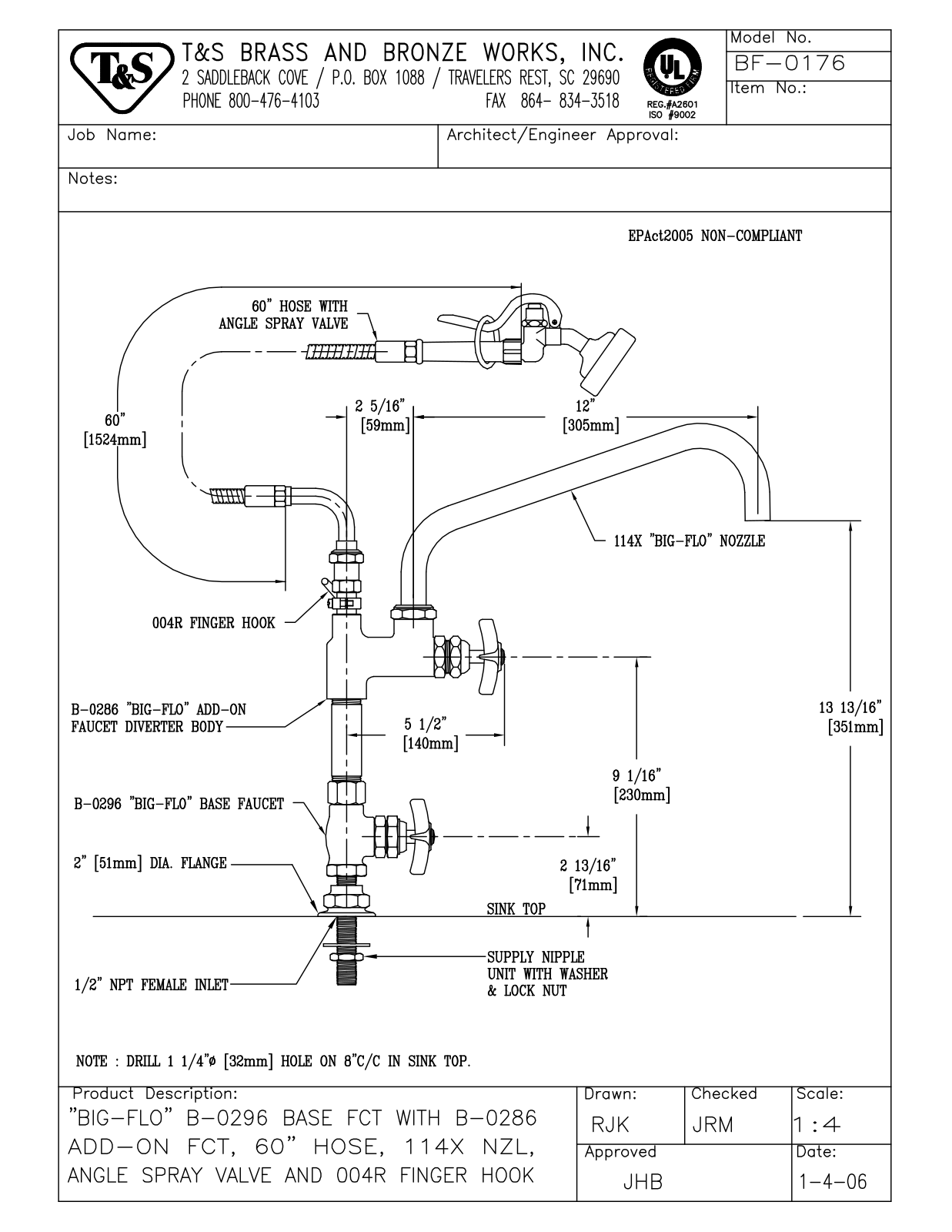 T & S Brass & Bronze Works BF-0176 General Manual