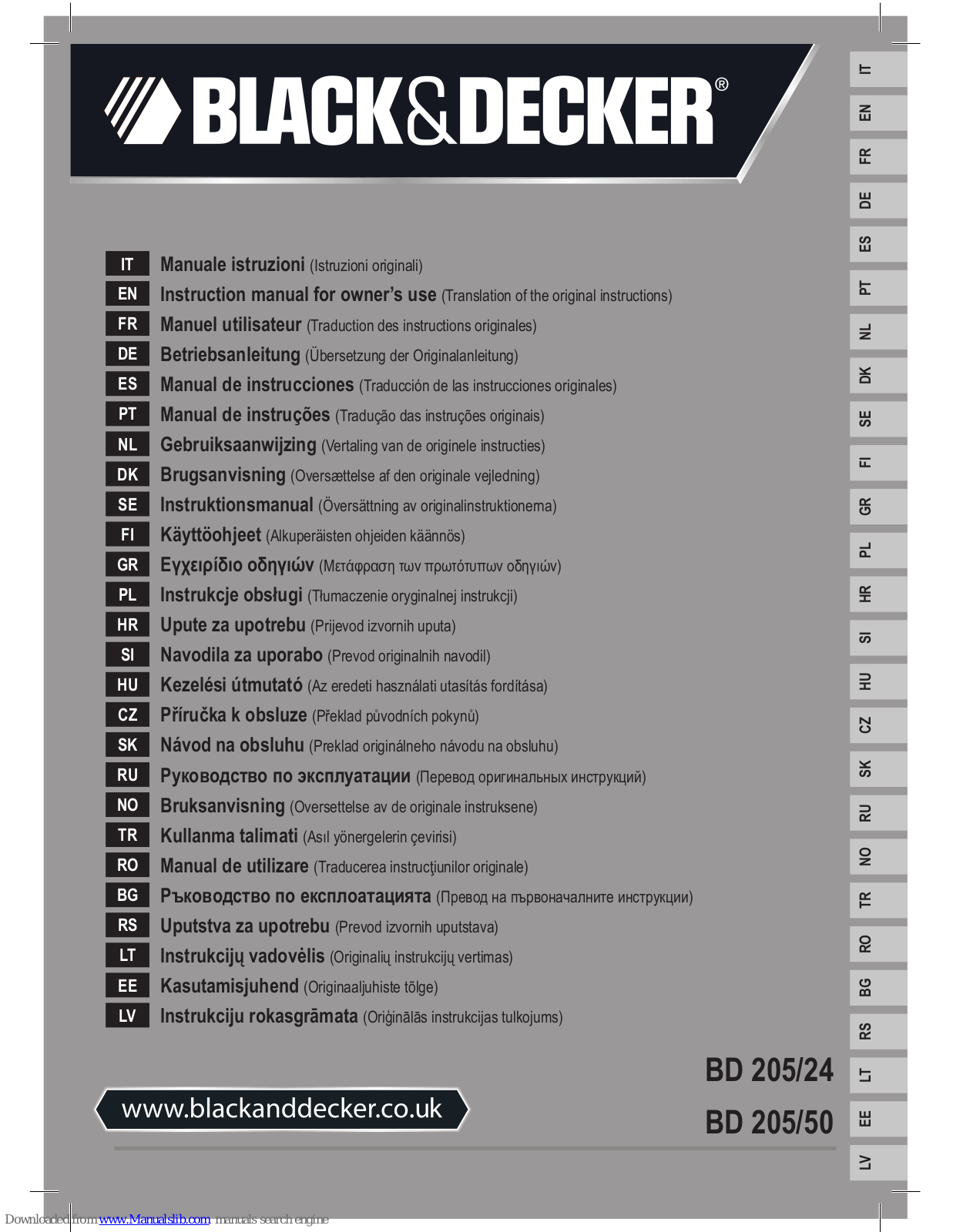 Black & Decker BD 205/24, BD 205/50 Instruction Manual For Owner's Use