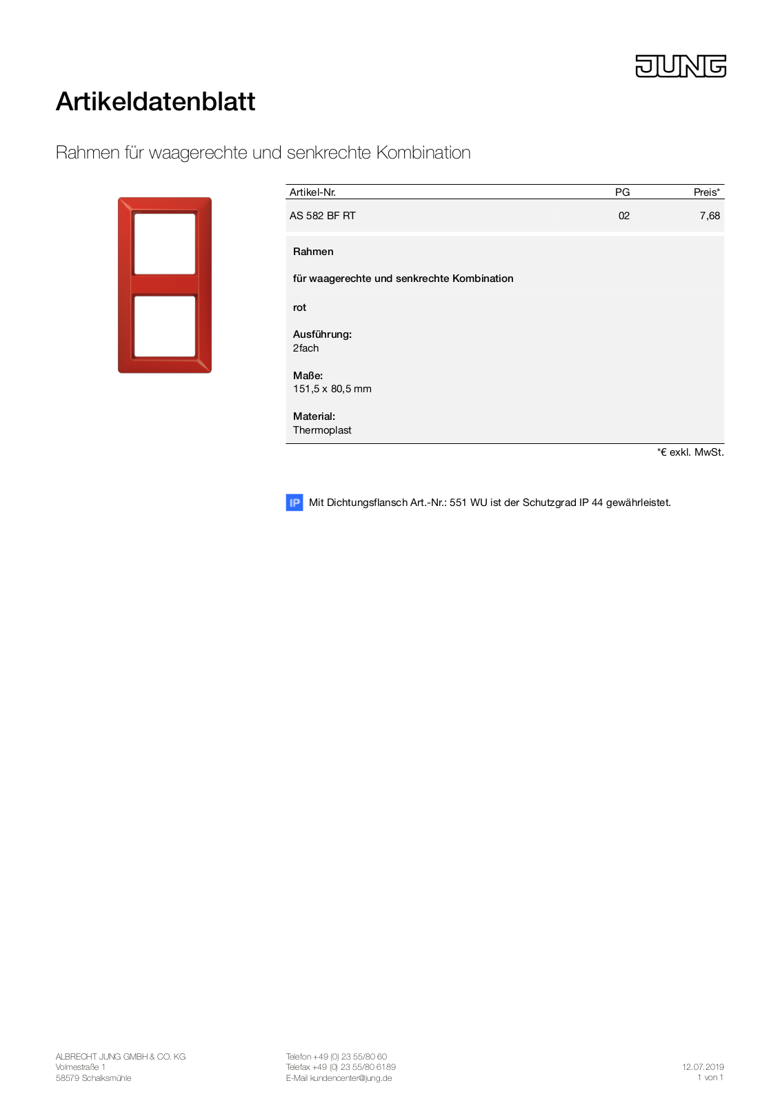 Jung AS 582 BF RT User Manual