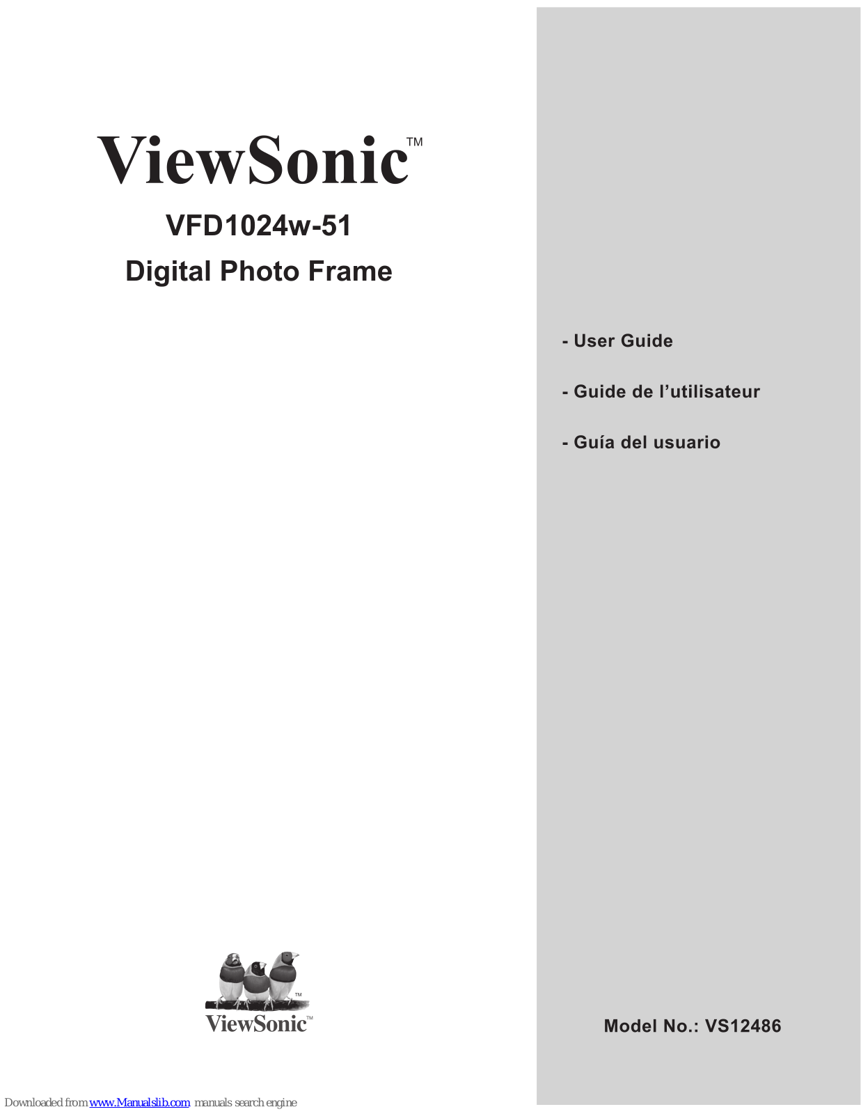 ViewSonic VFD1024W, VFD1024W-51P, VFD1024w-51, VS12486 User Manual