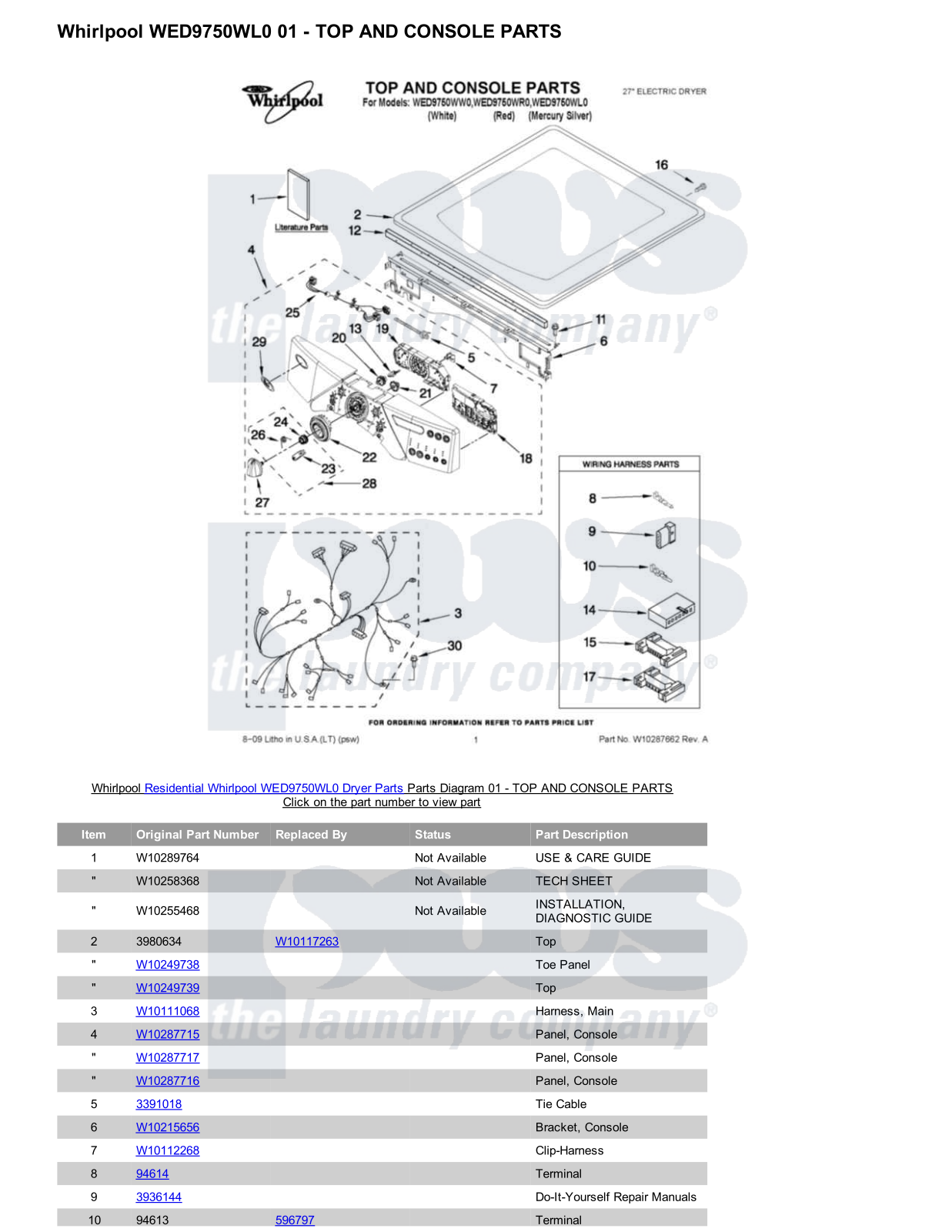 Whirlpool WED9750WL0 Parts Diagram