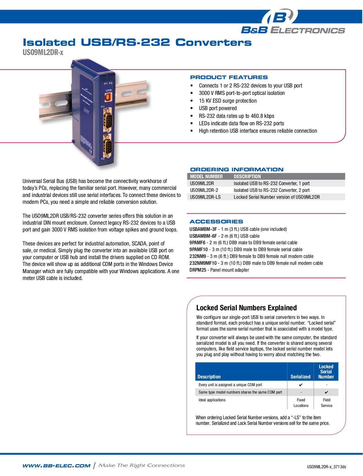 B&B Electronics USO9ML2DR-LS Datasheet